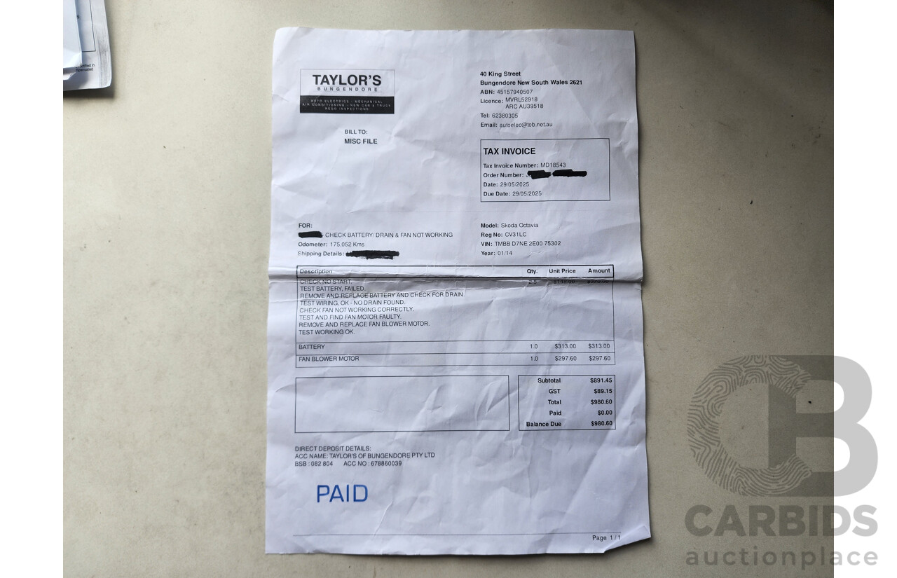 1/2014 Skoda Octavia 132 TSI Elegance NE 5d Hatchback White 1.8L