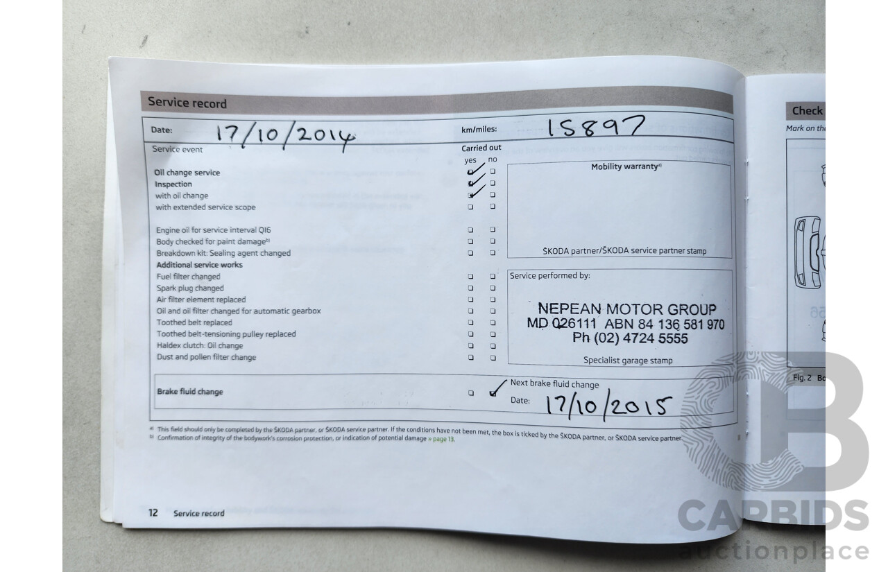 1/2014 Skoda Octavia 132 TSI Elegance NE 5d Hatchback White 1.8L