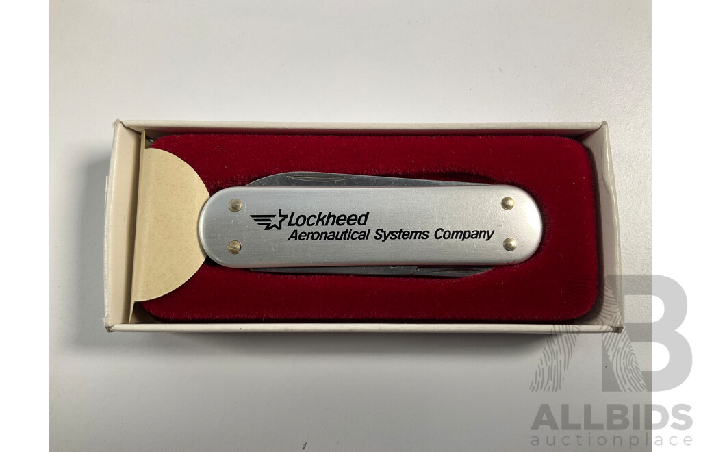 United Kingdom1953 Five Shillings, QE2 Coronation, 1955-1956 Clifford Park Jamboree Coin, Lockheed Aeronautical Systems Company Victorinox Swiss Army Knife