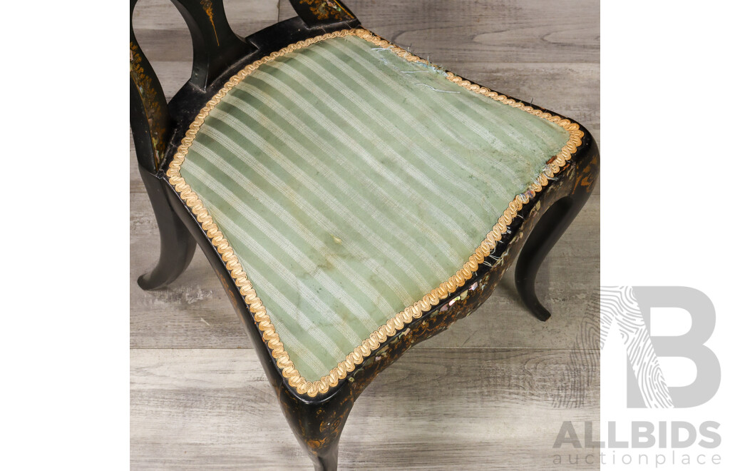 Vintage Italian Balloon Back Bedroom Chair with Mother of Pearl Inlay