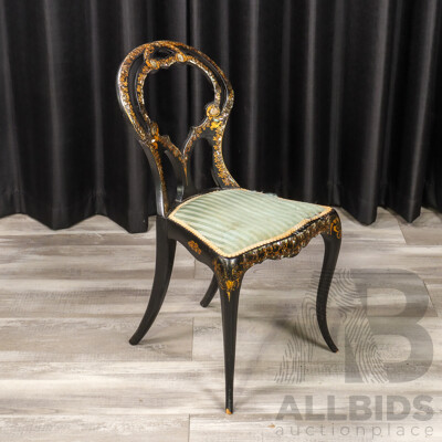 Vintage Italian Balloon Back Bedroom Chair with Mother of Pearl Inlay