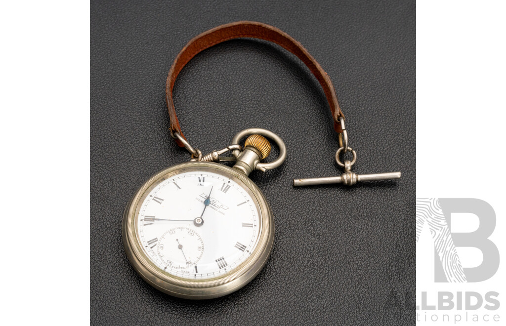 Vintage Wendts Pocket Watch with Leather Strap. 1910s - 1930s Era