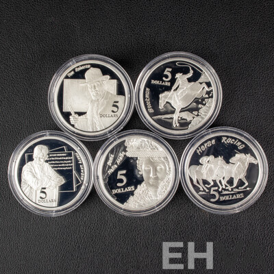 Australian RAM 1996 Five Proof Five Dollar Coin Set, Materpieces in Silver, Shaping a National Identity .925