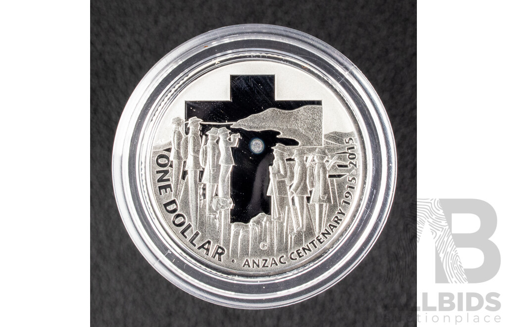 Australian RAM 2015 Silver Proof One Dollar Coin, Centerary ANZAC, C Mint Mark .999