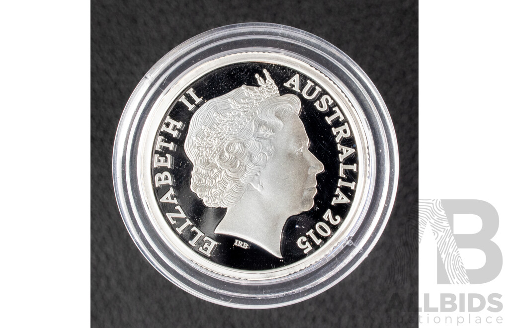 Australian RAM 2015 Silver Proof One Dollar Coin, Centerary ANZAC, C Mint Mark .999