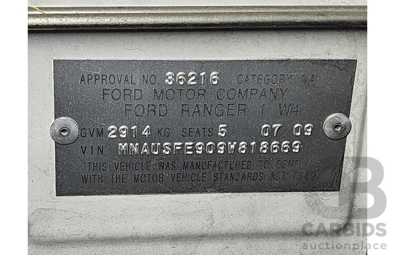 7/2009 Ford Ranger XL (4x2) PK Dual Cab P/Up White 3.0L