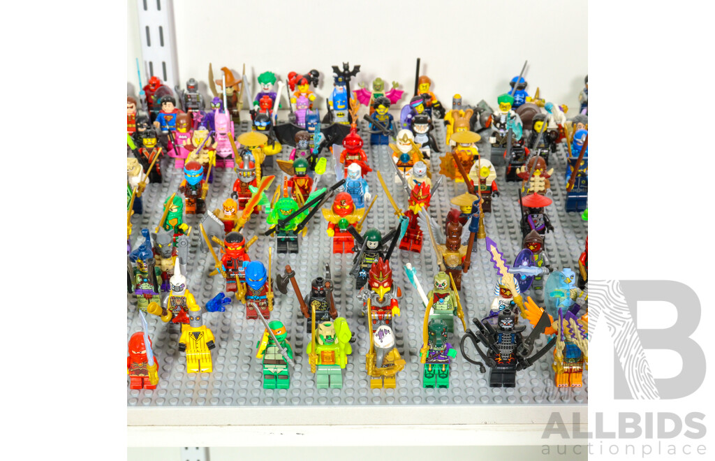 Collection of Lego Figures with Accessories Including Star Wars, Prospector, Construction, Cowboy, Fire Fighters and More