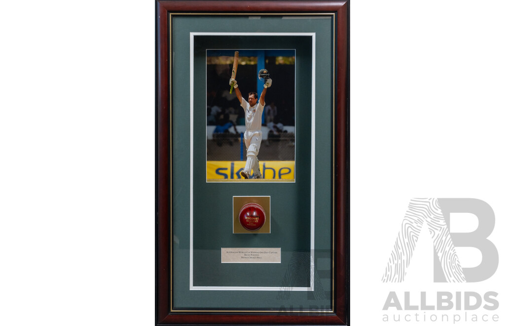 Ricky Ponting Framed Signed Cricket Ball Display