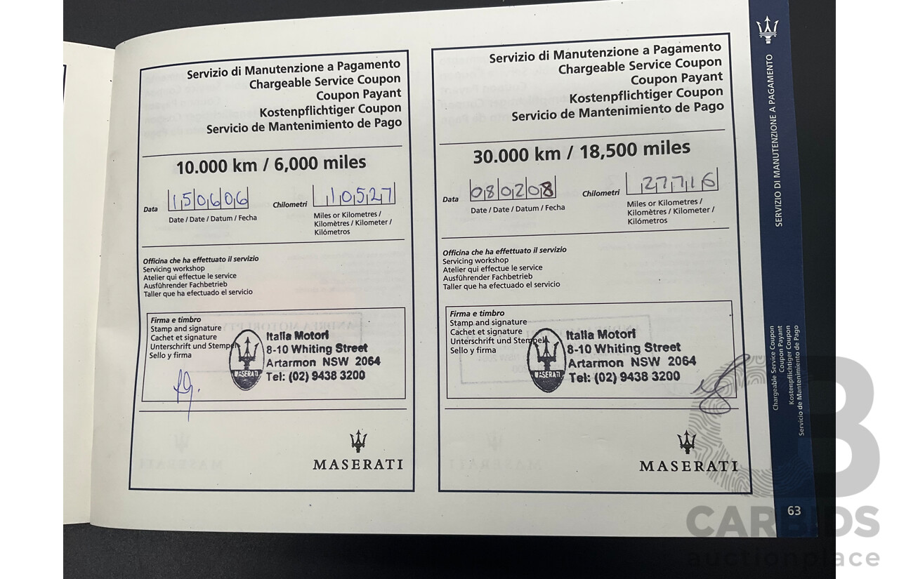 7/2005 Maserati Coupe Cambiocorsa 2d Coupe Grigio Alfieri Metallic Grey V8 4.2L