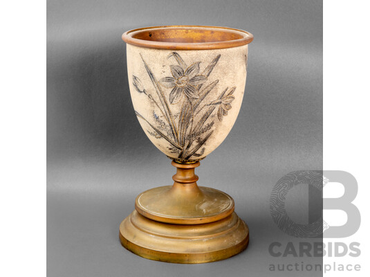 Vintage Ceramic and Copper Single Stemmed Chalice