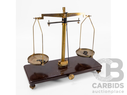 Set of Vintage Brass Balance Scales by Griffin & Tatlock