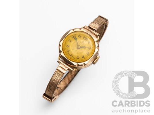 Vintage Swiss Made 9ct Rose Gold Manual Hand Wind Watch - 28292