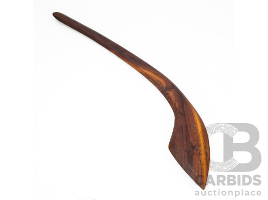Vintage Mulga Wood Hand Carved Hooked Axe Marked 'Roy Barker Woganurra'