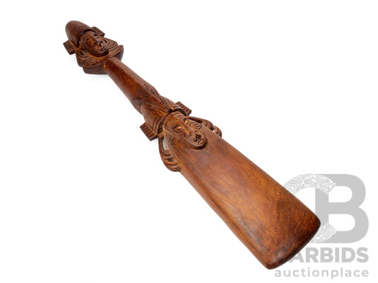 Vintage P.N.G Hand Carved Scoop with Detailed Figurative Handle