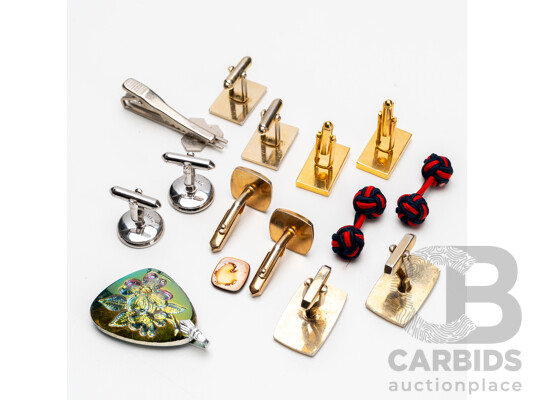 Collection of Cufflinks, Pendants & Tie Clip - Lot of 8