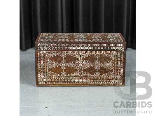 Vintage Anglo-Indian Lift-Top Trunk with Extensive Mother-of-Pearl Inlay