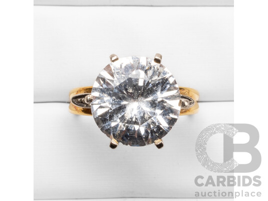 Vintage 18ct Yellow Gold & White Sapphire Trilogy Ring - Size L
