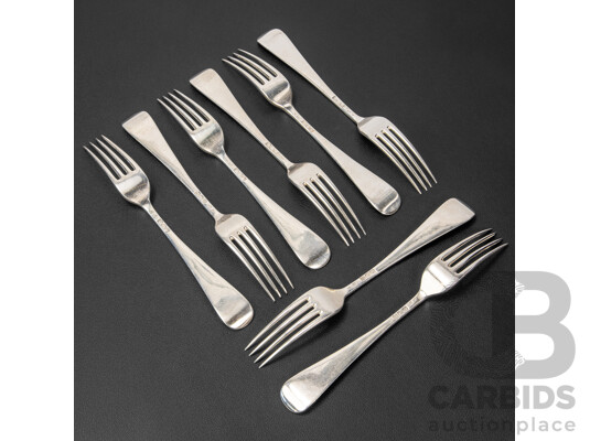 Eight Antique Sterling Silver Forks, Holland, Aldwinckle & Slater, London, 1897