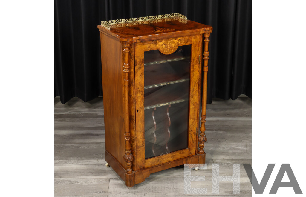 Good Victorian Inlaid Burr Walnut Music Cabinet
