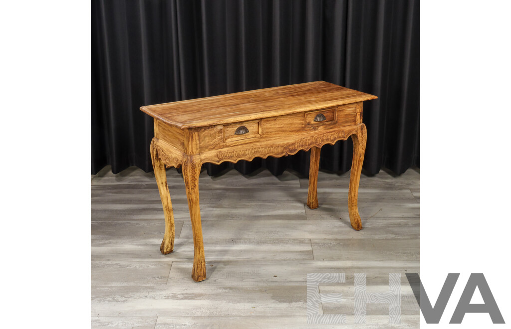 Raw Timber Hall Table with Two Drawers