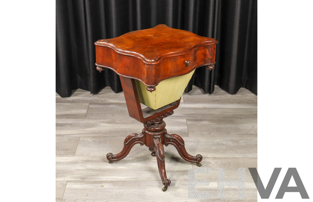 Victorian Mahogany Pedestal Sewing Box