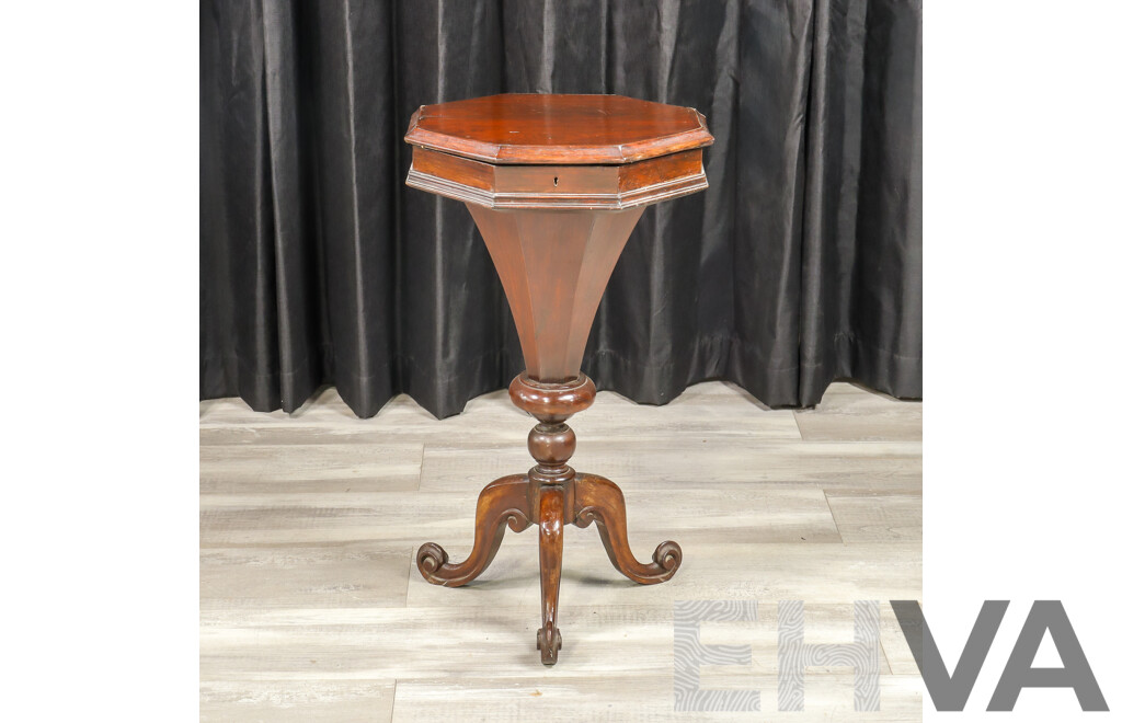Victorian Mahogany Pedestal Sewing Table