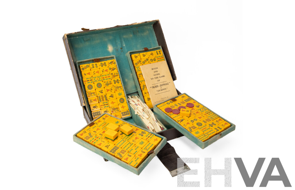 Vintage Mahjong Set in Leather Case