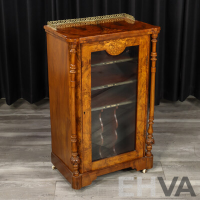 Good Victorian Inlaid Burr Walnut Music Cabinet