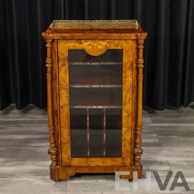 Good Victorian Inlaid Burr Walnut Music Cabinet