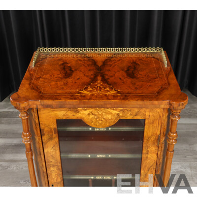 Good Victorian Inlaid Burr Walnut Music Cabinet