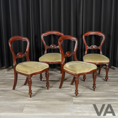 Set of Four Victorian Mahogany Balloon Back Dining Chairs