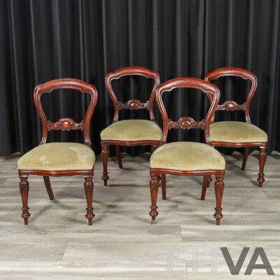 Set of Four Victorian Mahogany Balloon Back Dining Chairs