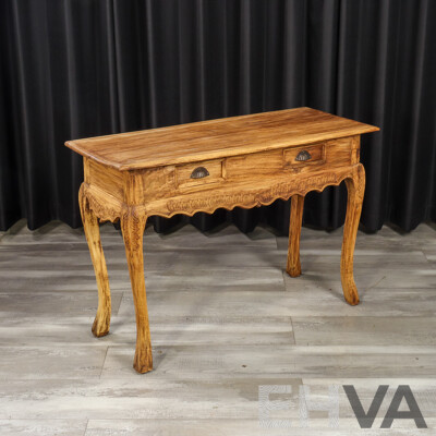 Raw Timber Hall Table with Two Drawers