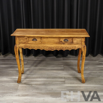 Raw Timber Hall Table with Two Drawers