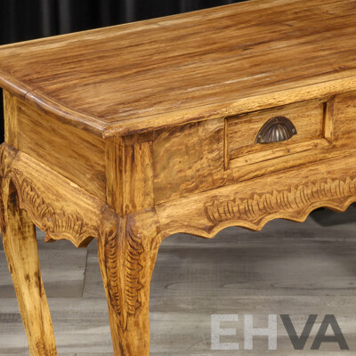 Raw Timber Hall Table with Two Drawers