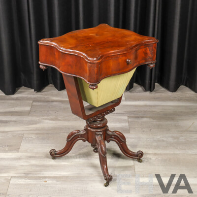 Victorian Mahogany Pedestal Sewing Box