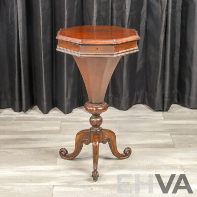 Victorian Mahogany Pedestal Sewing Table