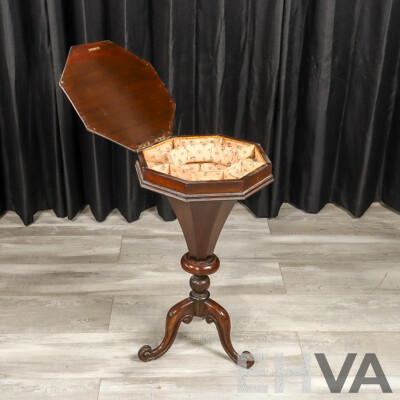 Victorian Mahogany Pedestal Sewing Table