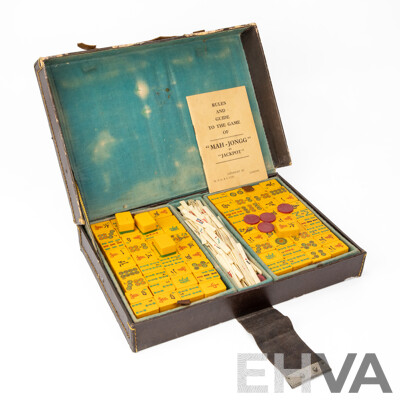 Vintage Mahjong Set in Leather Case