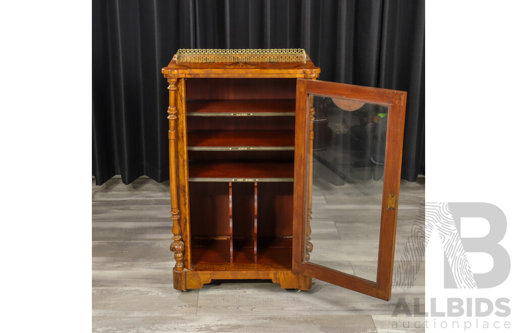 Good Victorian Inlaid Burr Walnut Music Cabinet