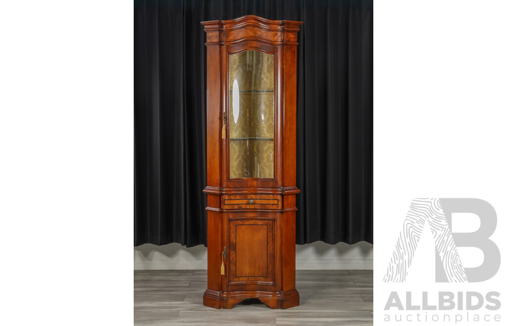 Italian Inlaid Two Piece Corner Display Cabinet