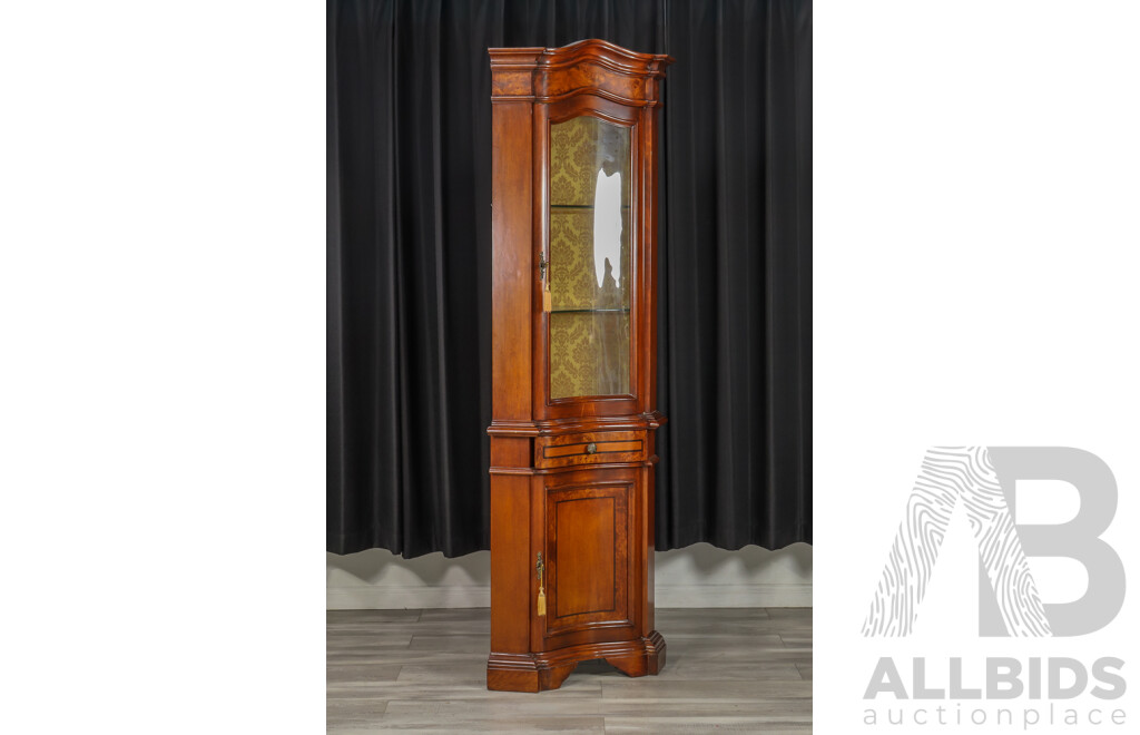 Italian Inlaid Two Piece Corner Display Cabinet