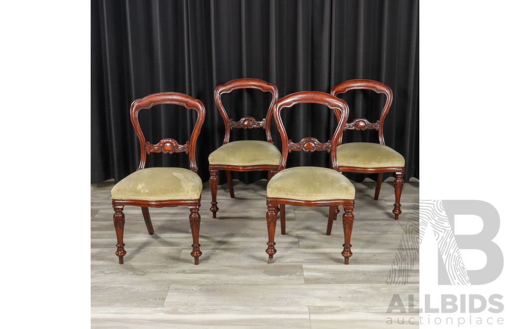 Set of Four Victorian Mahogany Balloon Back Dining Chairs