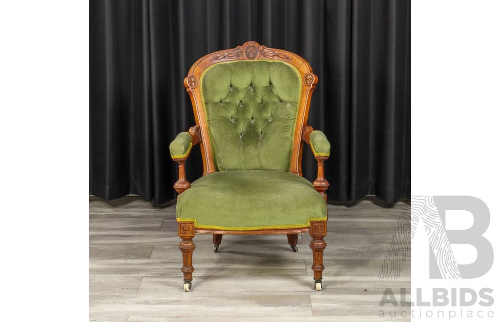 Edwardian Walnut Grandfather Chair