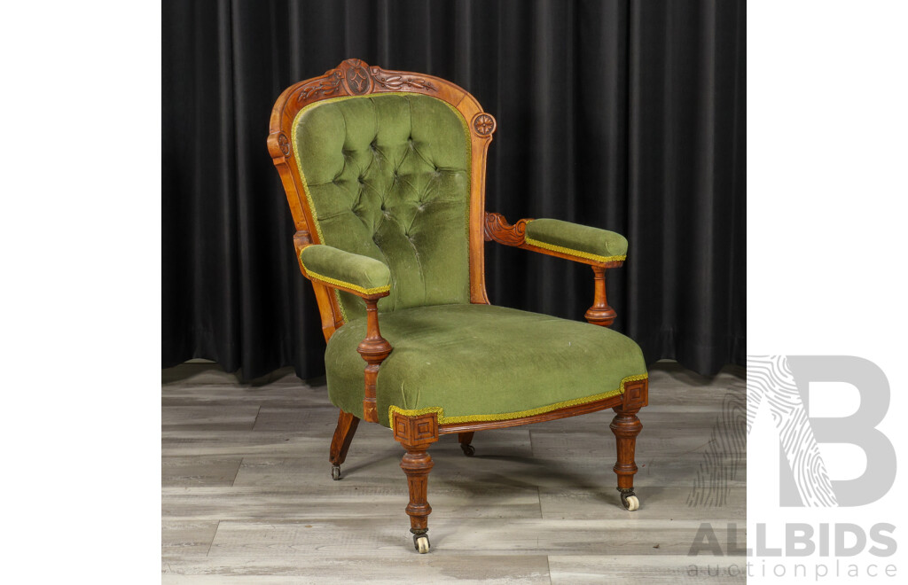 Edwardian Walnut Grandfather Chair