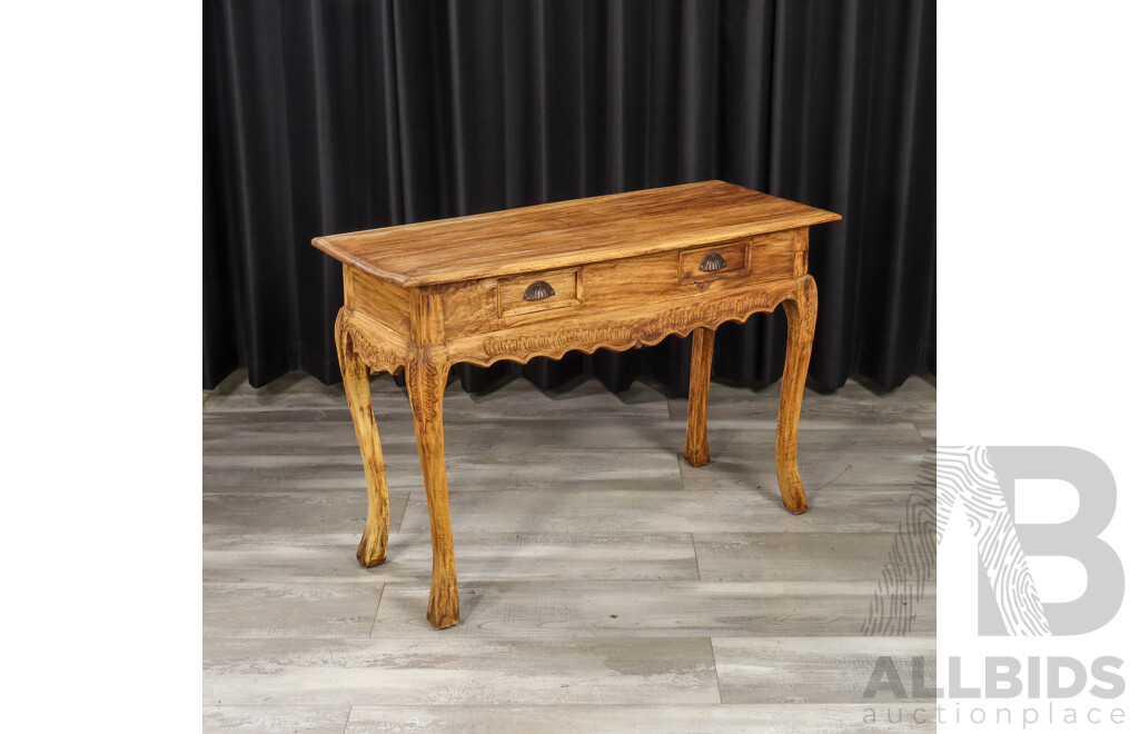 Raw Timber Hall Table with Two Drawers