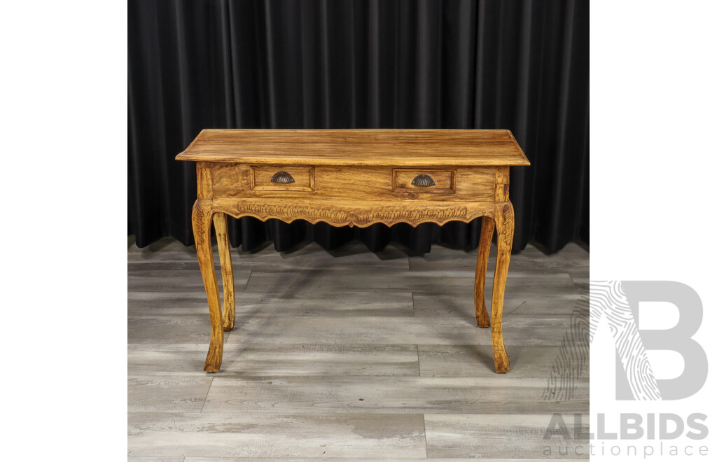 Raw Timber Hall Table with Two Drawers