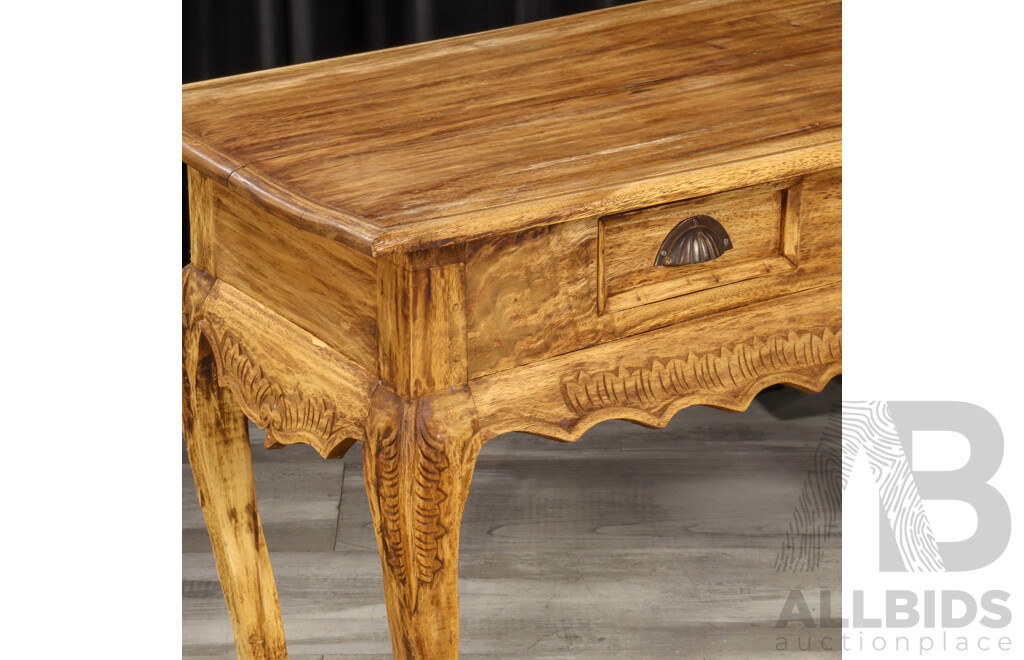 Raw Timber Hall Table with Two Drawers