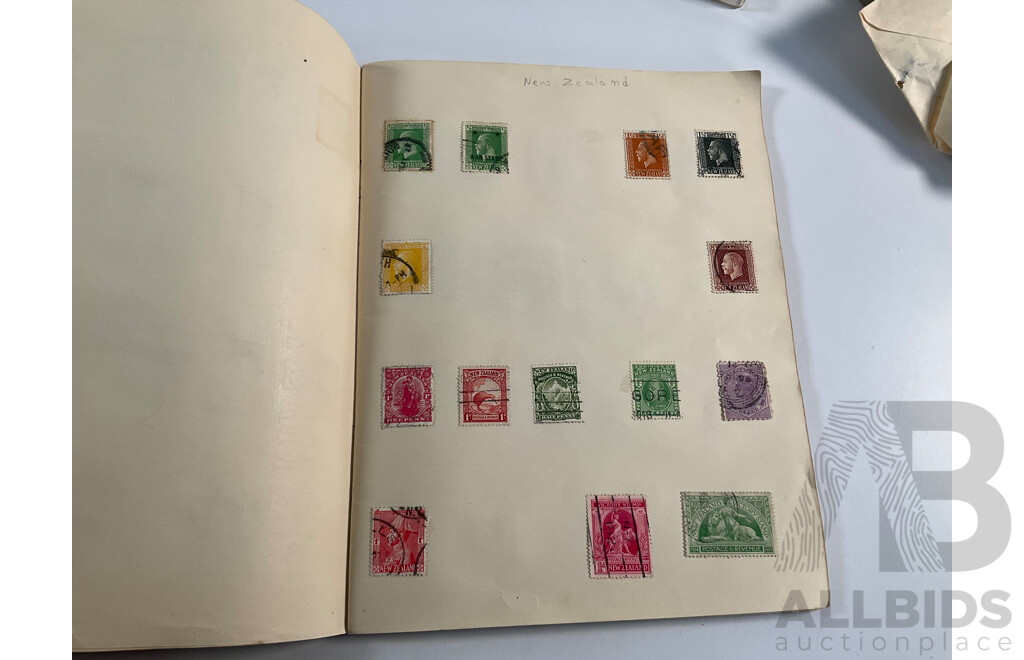 Collection of Vintage Stamp Albums Including Australian Predecimal, 1900's, QV, KGV, United Kingdom Penny Red, USA, Germany, France, Italy, Japan, China, Russia and More