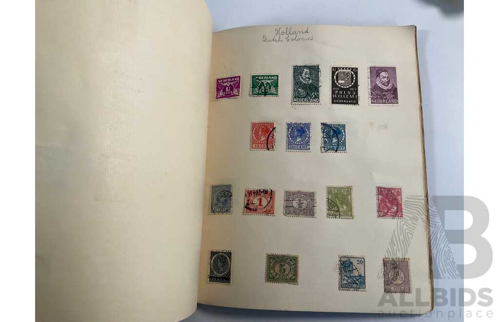 Collection of Vintage Stamp Albums Including Australian Predecimal, 1900's, QV, KGV, United Kingdom Penny Red, USA, Germany, France, Italy, Japan, China, Russia and More